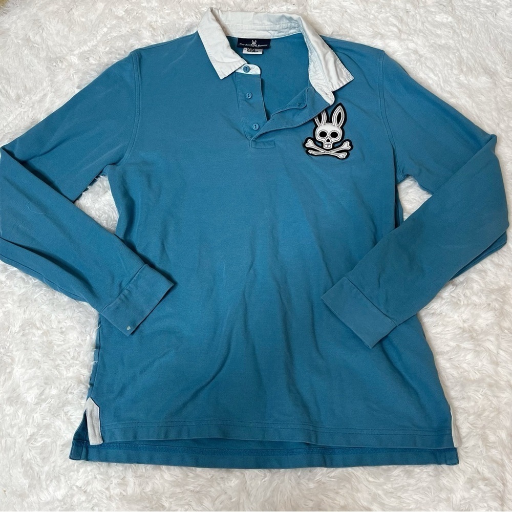 PSYCHO BUNNY Logo Patch Long-Sleeve Cotton Polo L